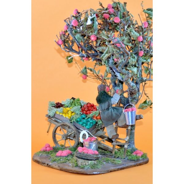 Scena raccolta con carro e albero