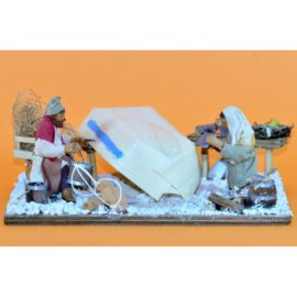 Scenetta Pescatori Con Barca