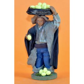 Uomo cesto limoni testa