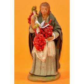 Donna viandante con pomodori