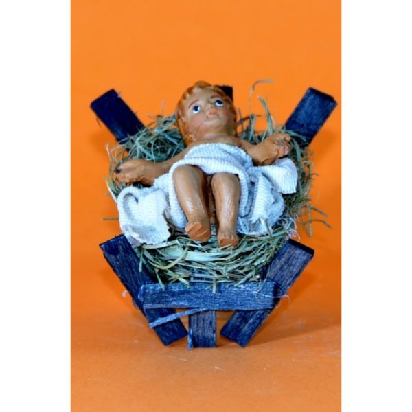 Bambino con culla legno
